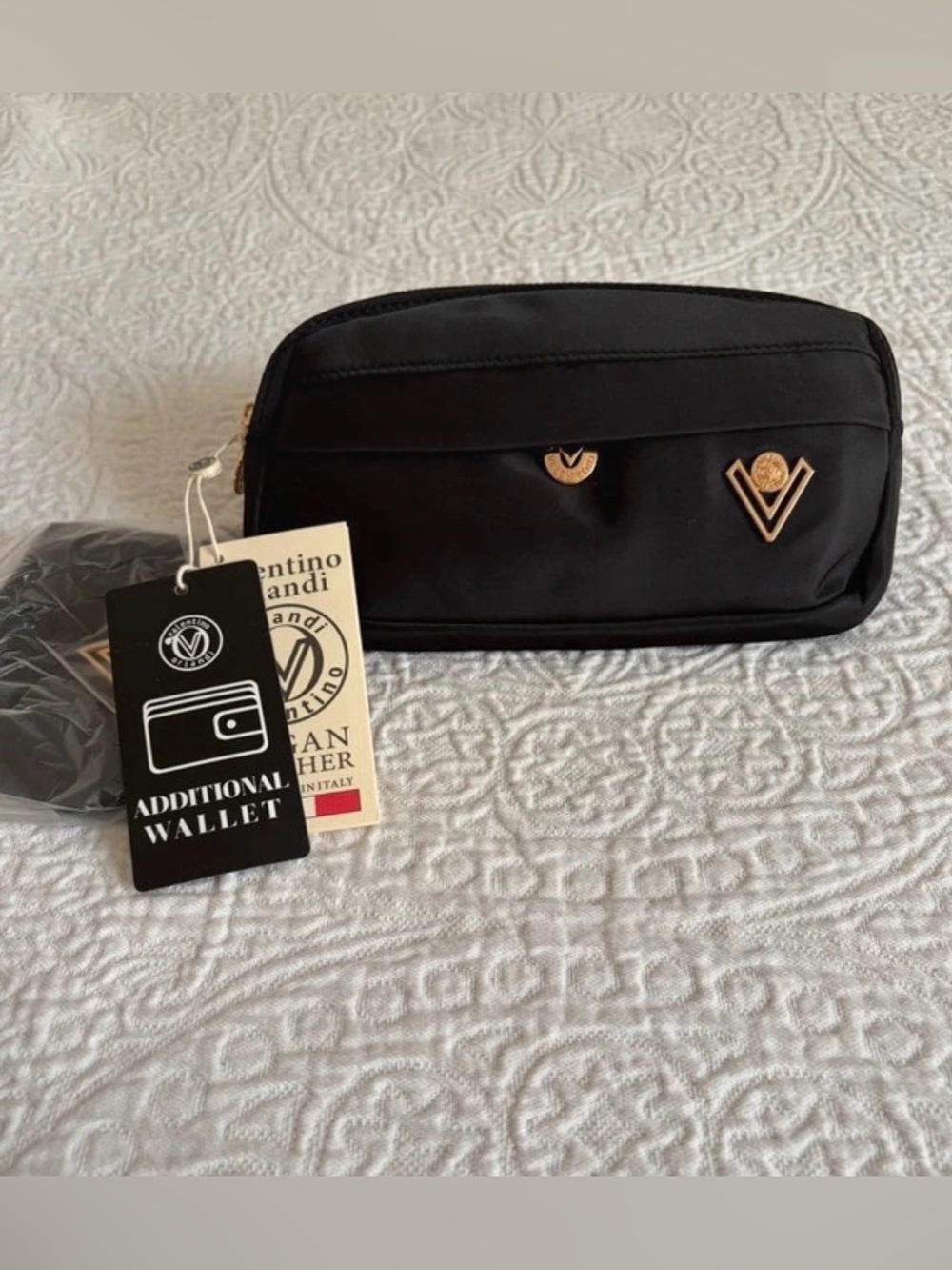 NWT Valentino Orlandi VN-2102 Crossbody Bum Bag black with gold hardware